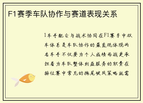 F1赛季车队协作与赛道表现关系